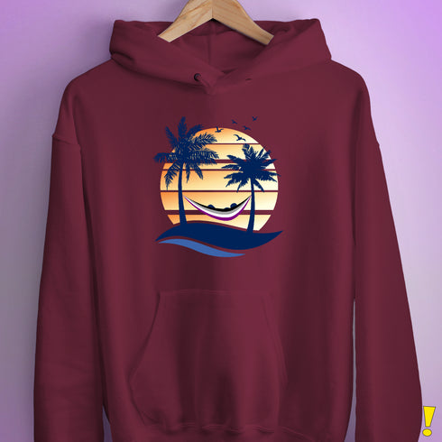 Asexual Pride Hammock Summer Beach Sunset Hoodie - Maroon